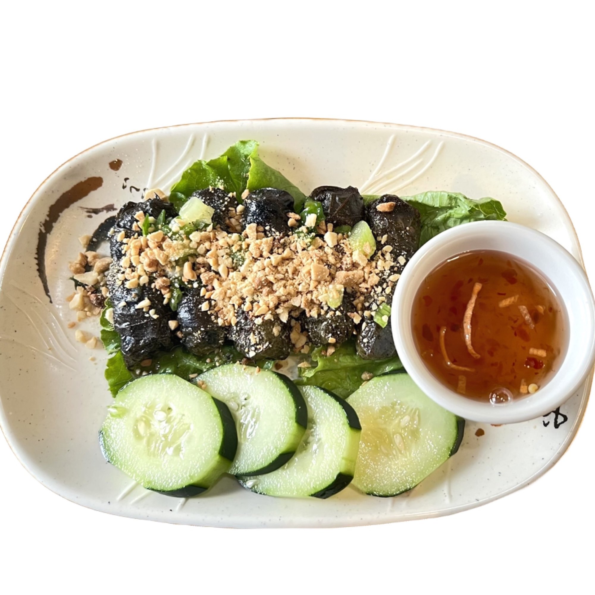 03. Ground beef grape leaf roll - Bò lá nho