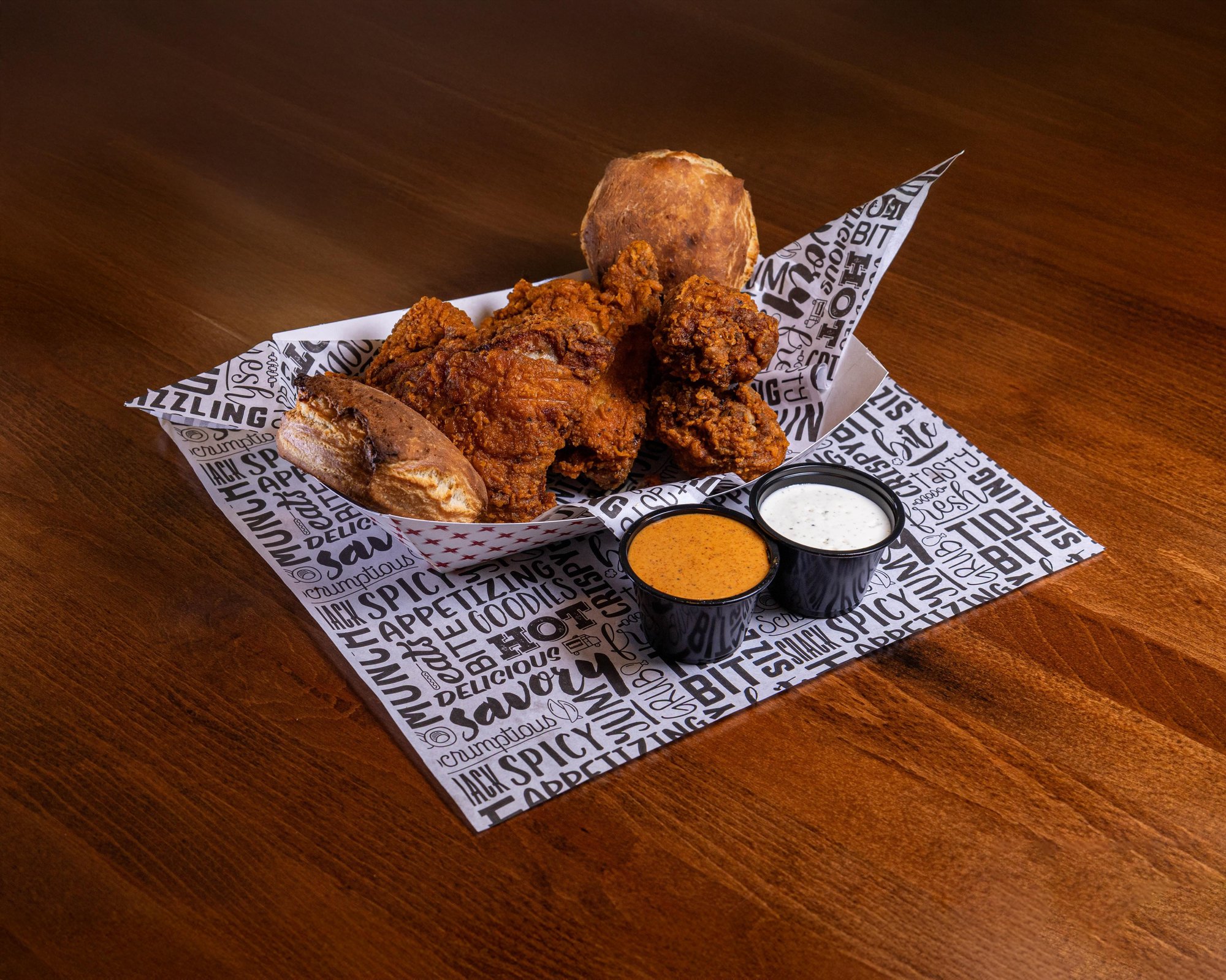 4 Pieces (Bone-In), 2 Sauces, 2 Rustic Butter Biscuits