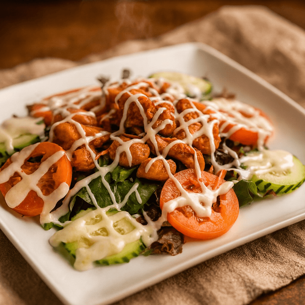 Batter fried shrimp salad