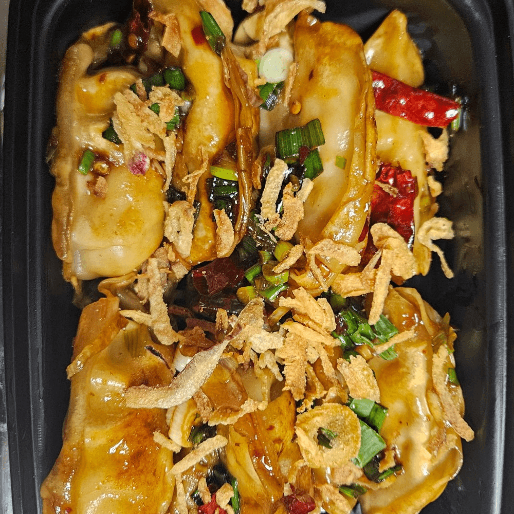 11B. "New" Szechuan Chicken Pot Stickers (12) (Hot & Spicy)