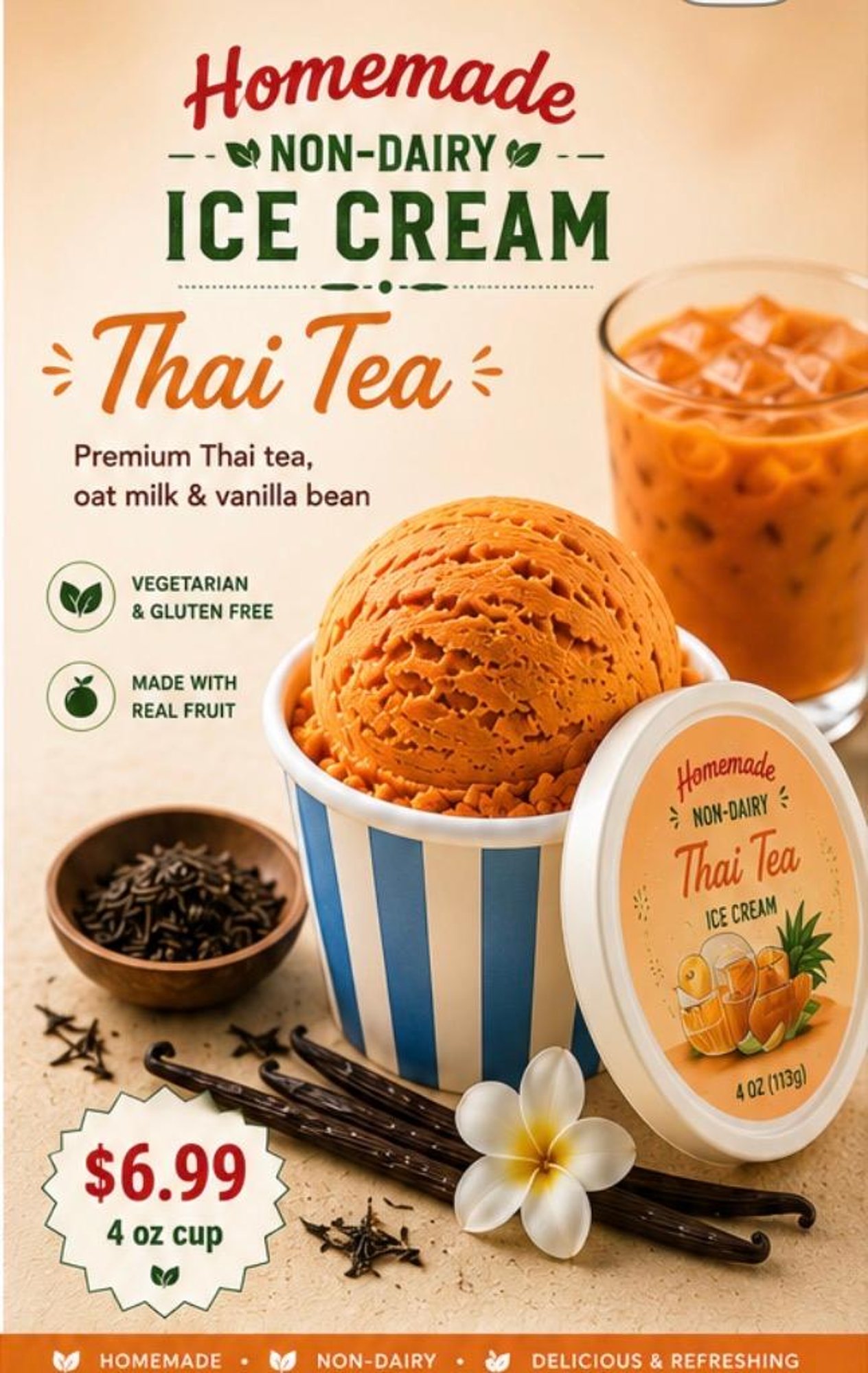# (Homemade) Thai Tea Ice Cream (4 oz.)