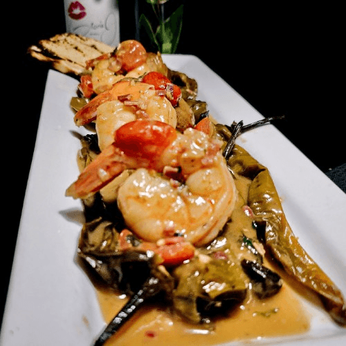 Sautéed Long Hot Peppers with Shrimp
