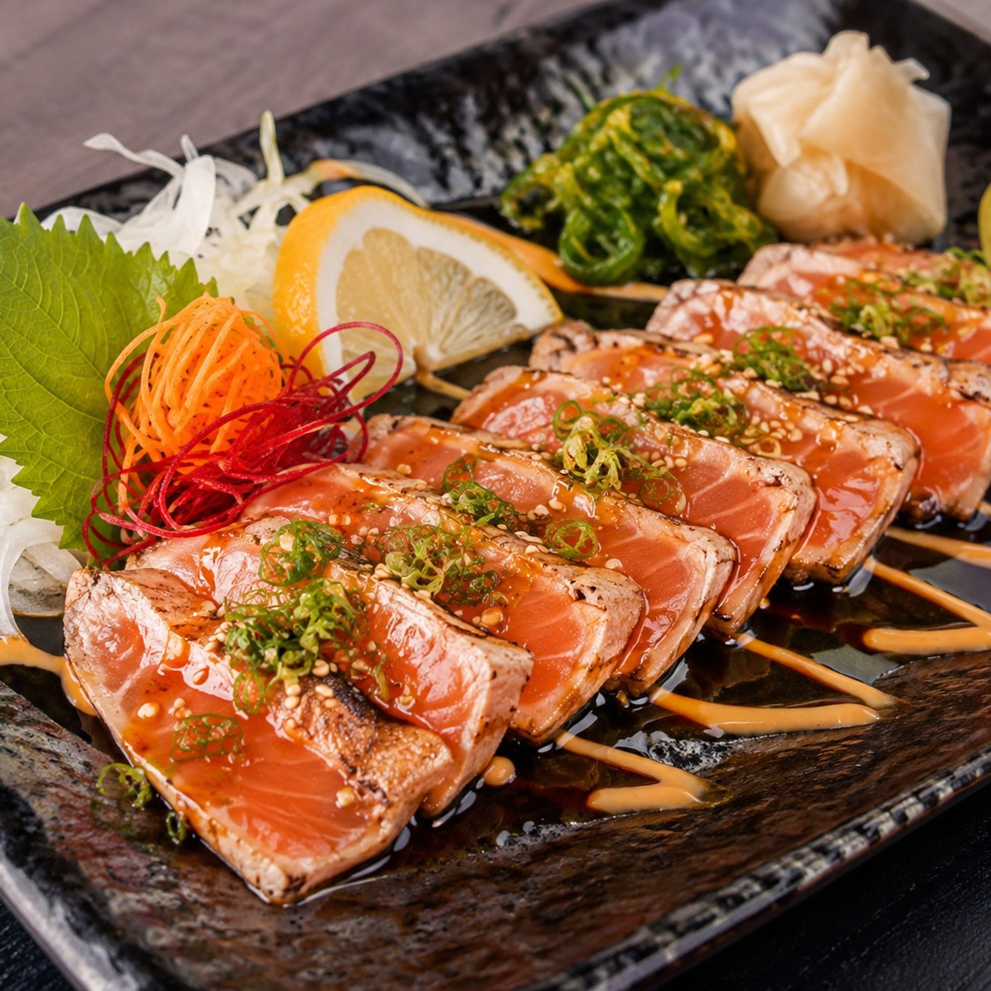 Pine Tataki Salmon Plate