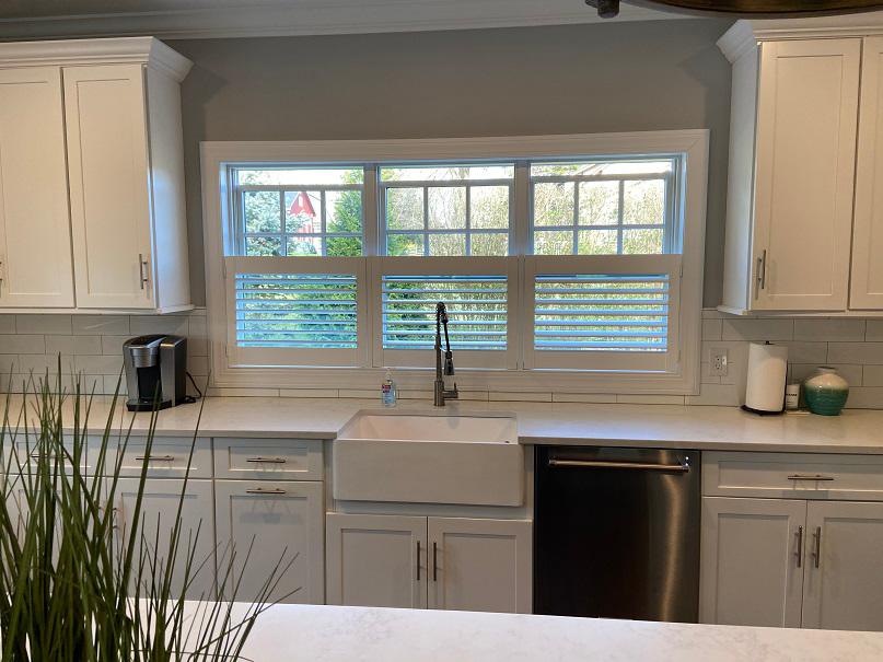 Tired of splashing the kitchen curtains? Here's a better solution! Try the idea from this Phillipsburg home! Our CafeÌ Shutters look amazing-and they'll stand up to the occasional splash!