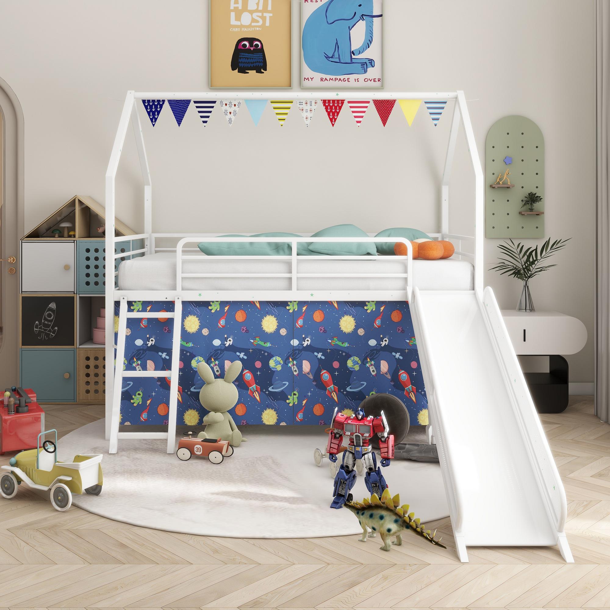 Twin Jack Metal Loft Bed - White & Blue
