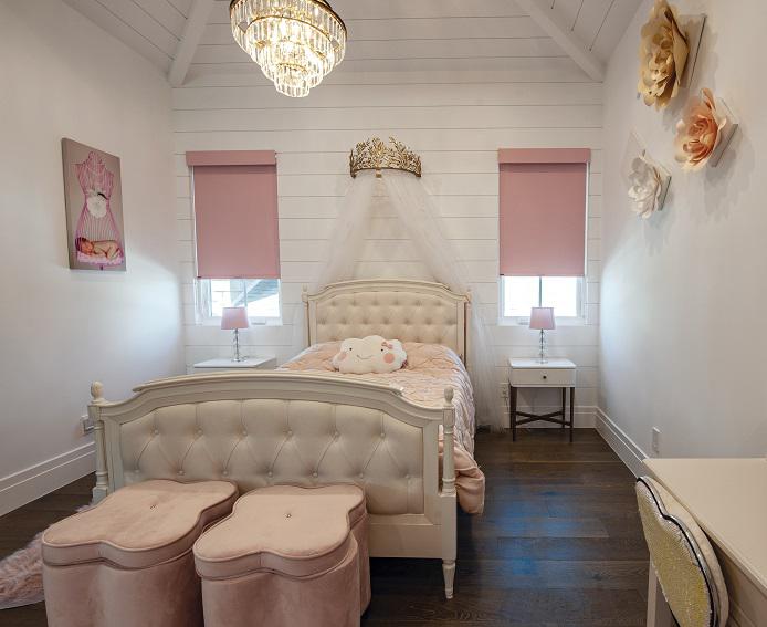 Look at these custom blush pink Norman Roller Shades that make this bedroom look  like a scene straight out of a Disney Film.   BudgetBlindsLosGatos   RollerShades  NormanShades  FreeConsultation  WindowWednesday