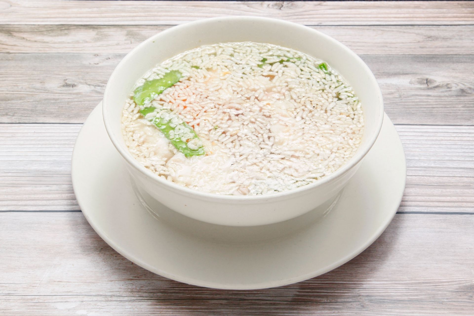 Three flavors sizzling rice soup / 三鲜锅巴汤