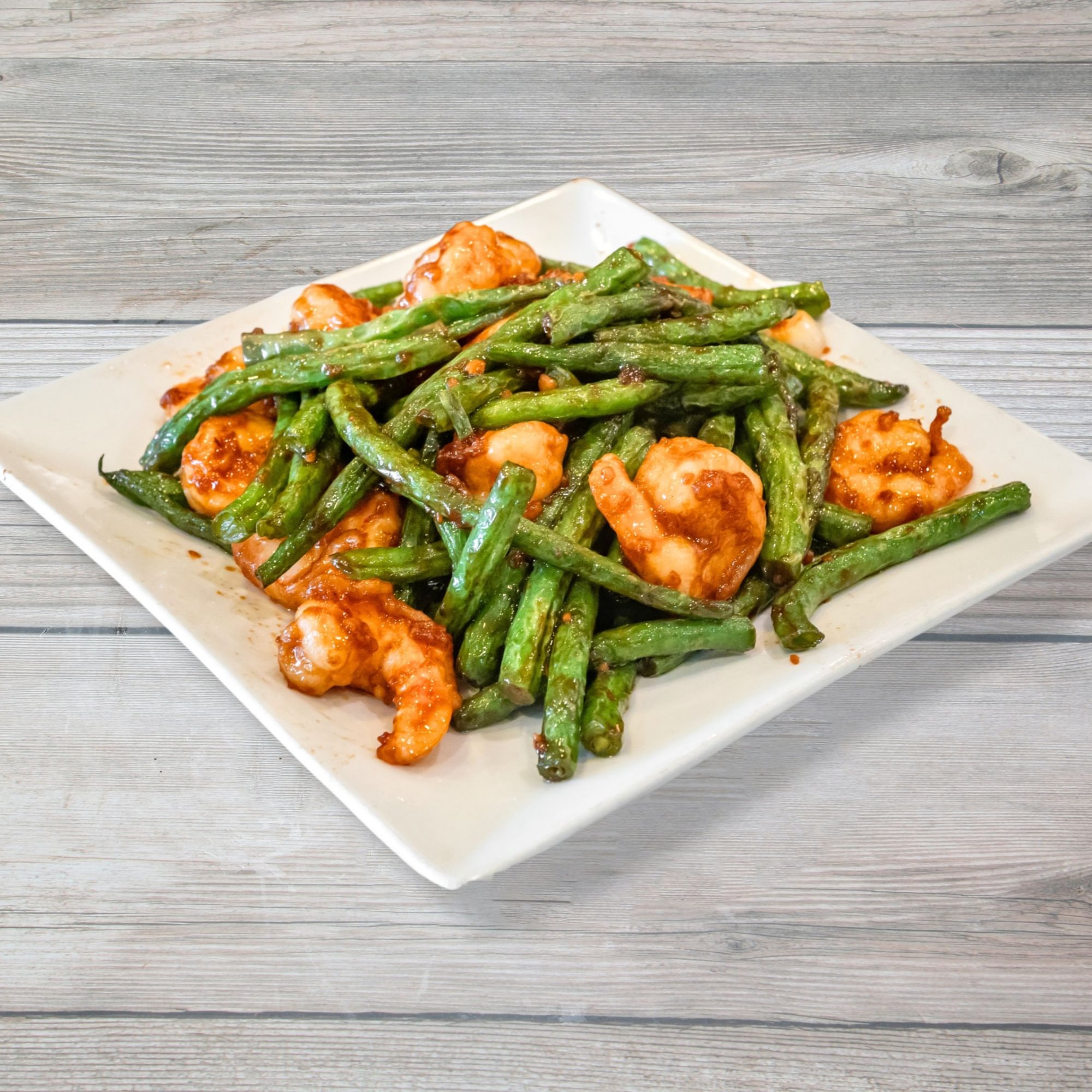 String beans with shrimp (lunch) / 四季豆炒虾（午）