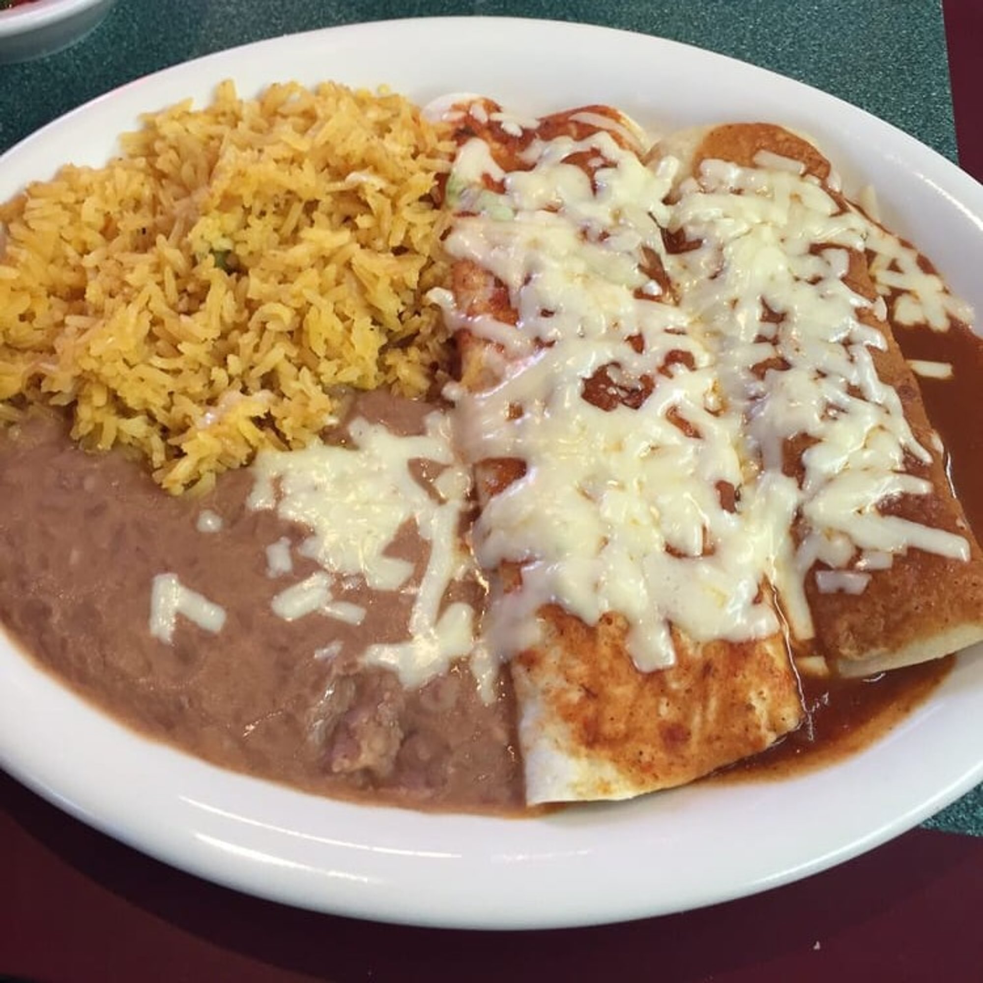 11. Burrito, Enchilada, Beans and Rice