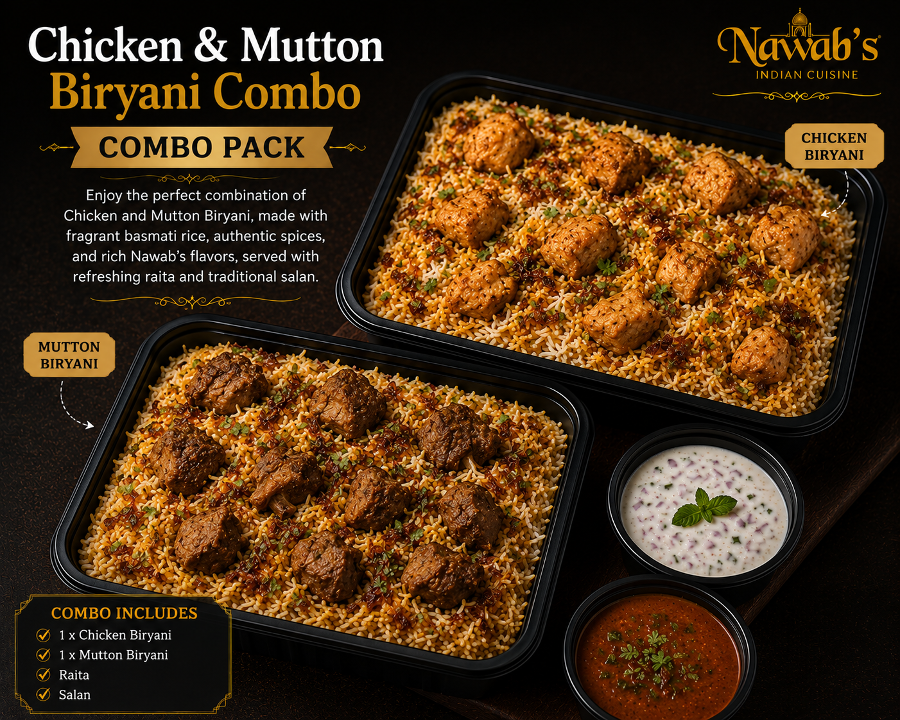 1 x Chicken & 1 x Mutton Fry-Piece Biryani