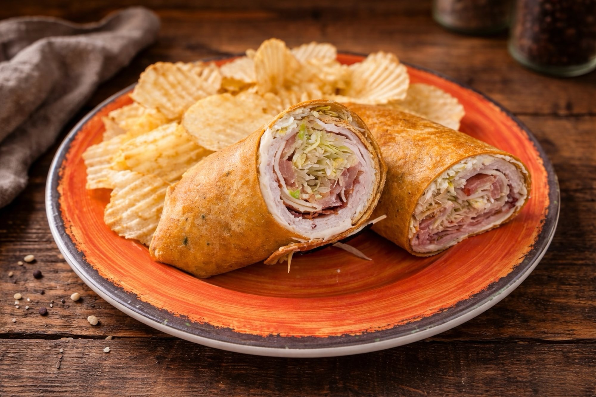Turkey Club Wrap with Chips