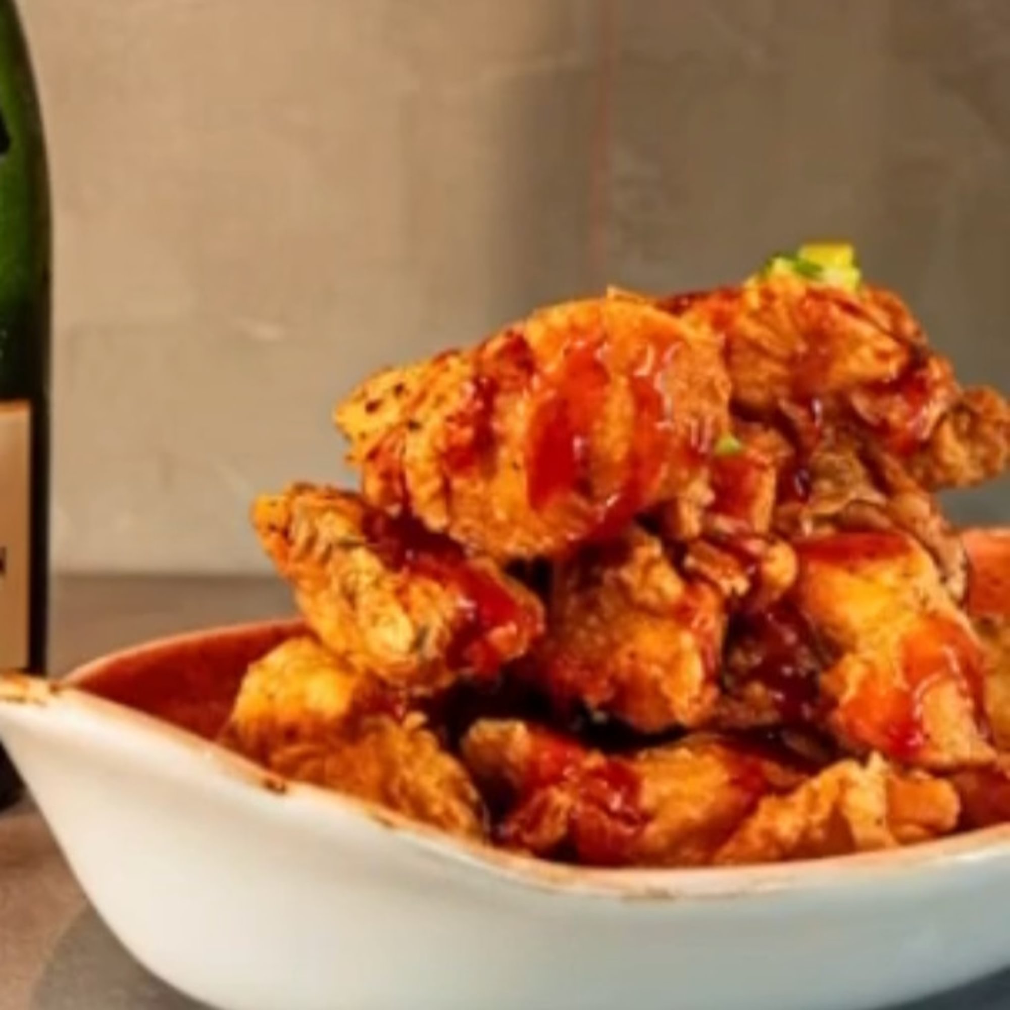 Hot Honey truffle chicken bites w/ fries