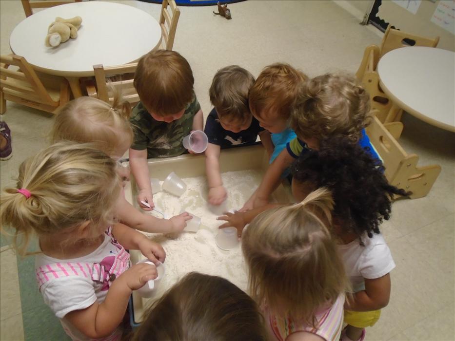 Playing with sand- bringing the beach into the classroom :)