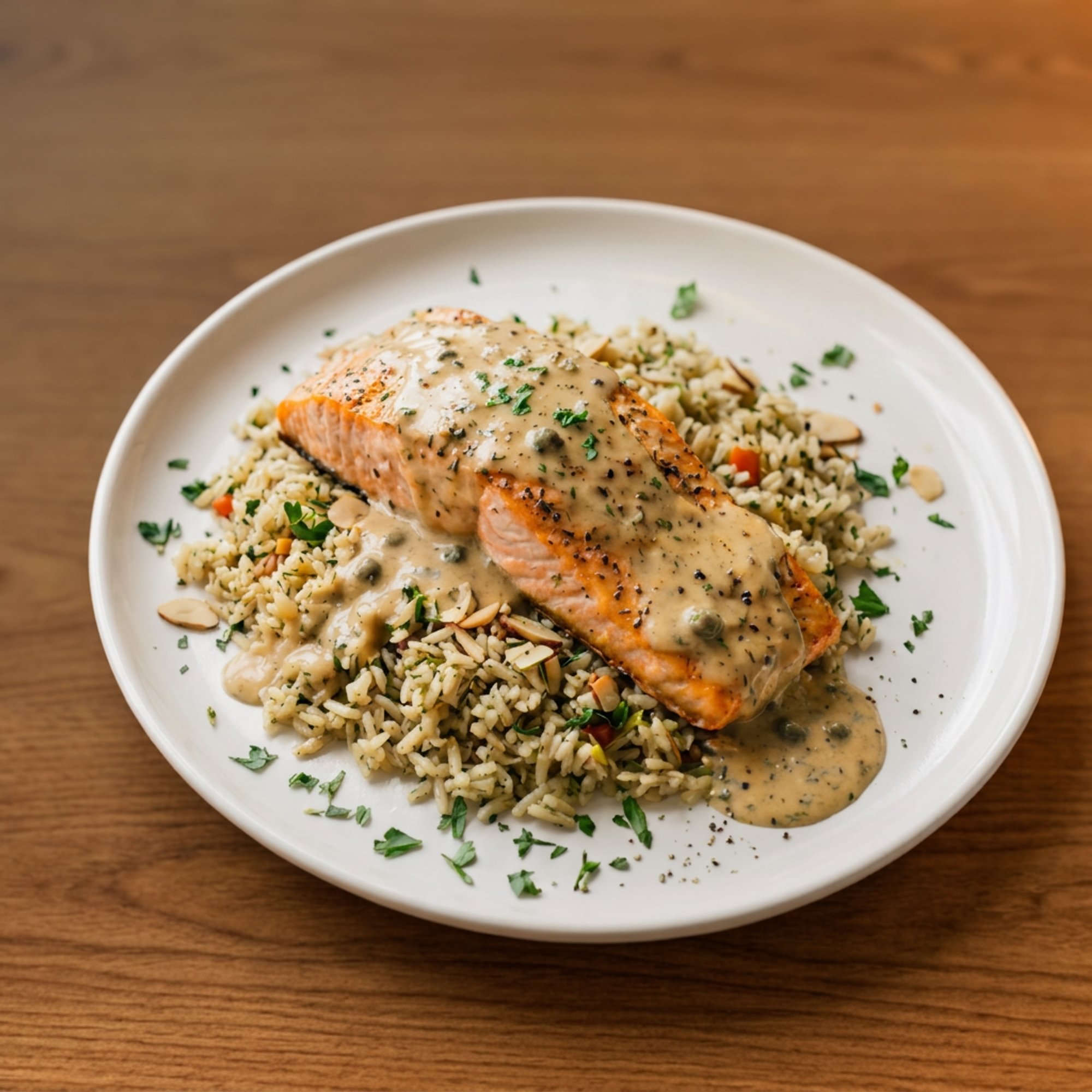 Moravian Cream Salmon Pilaf