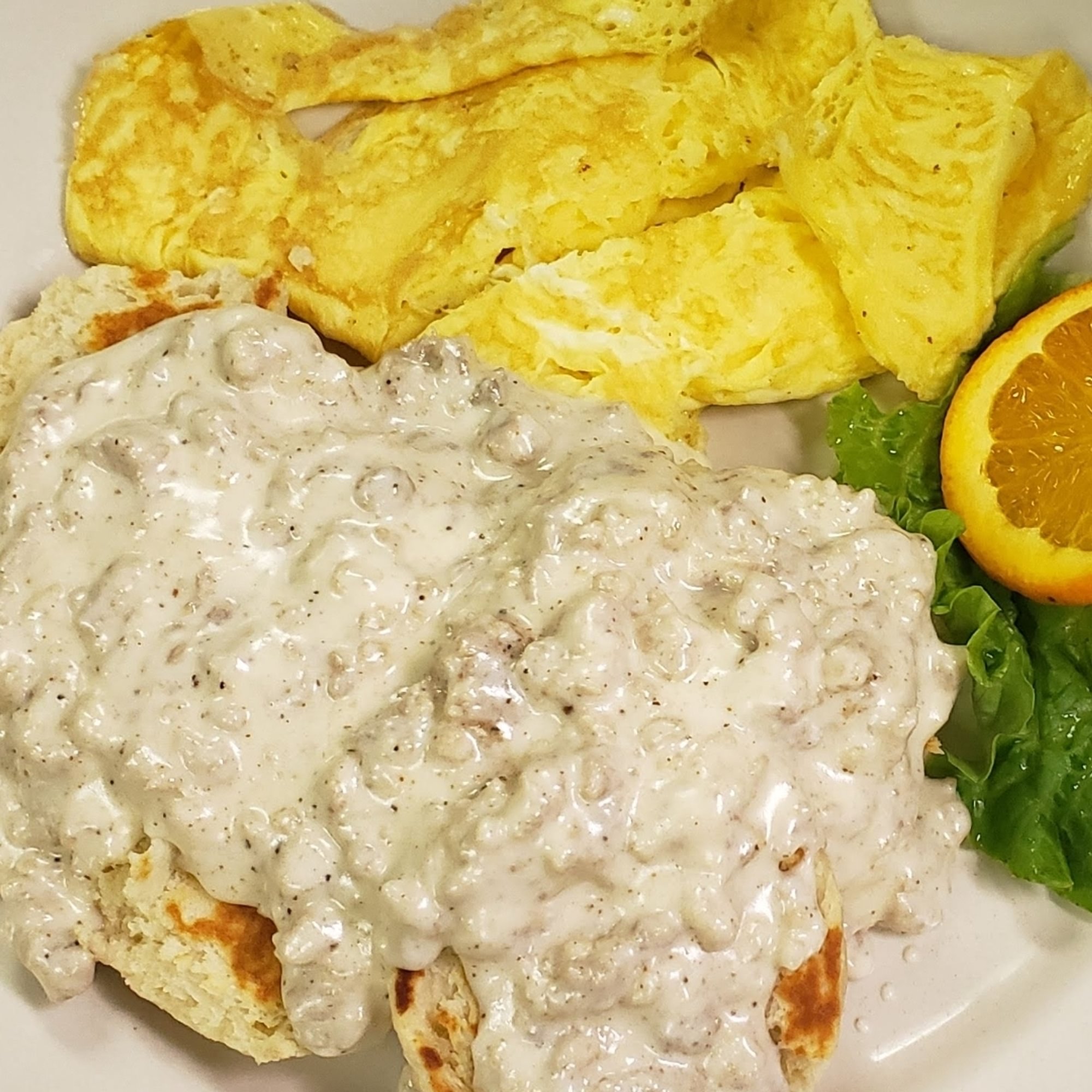 Our Famous Homemade Biscuits & Gravy with Two Eggs