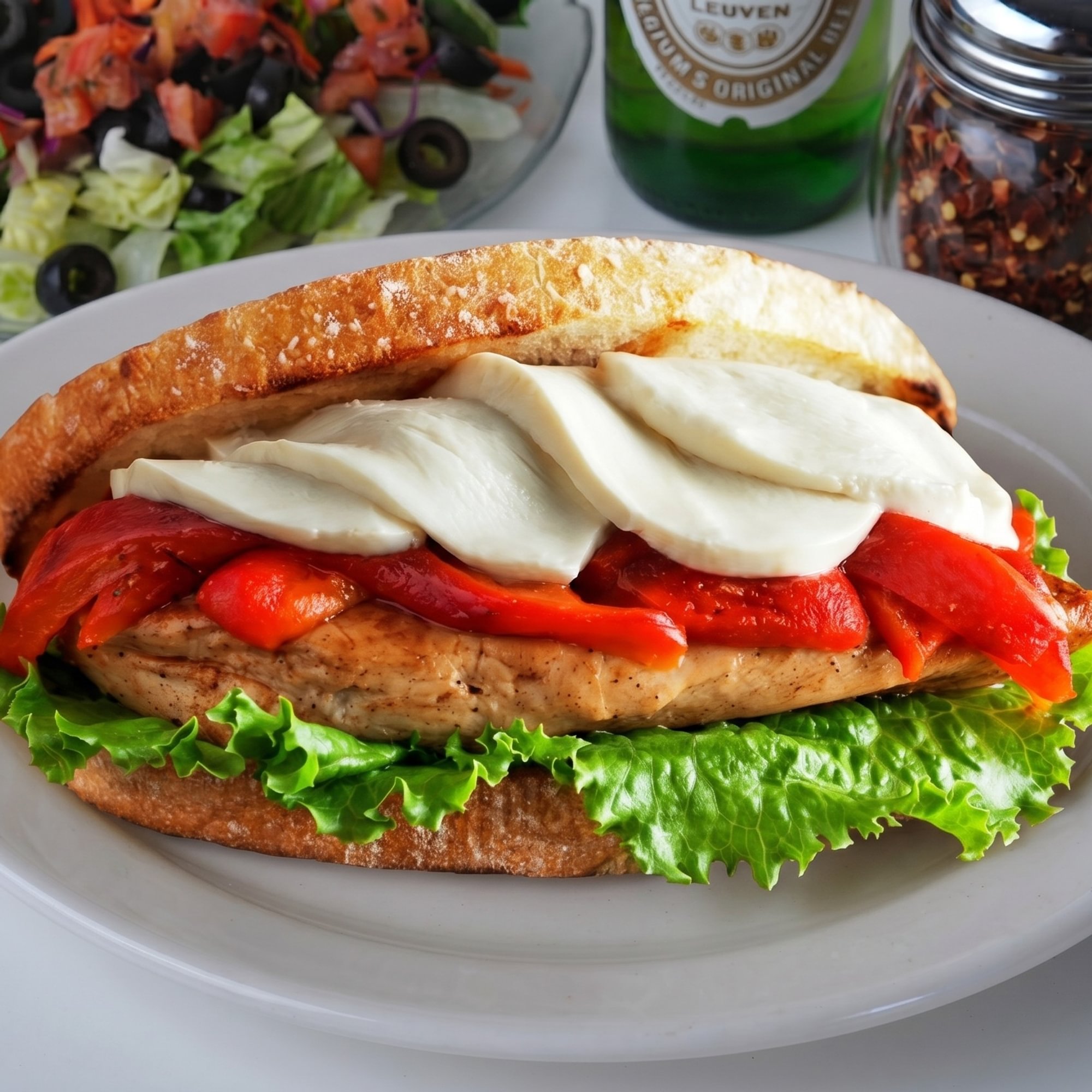 Eggplant, Chicken and Mozzarella Sandwich