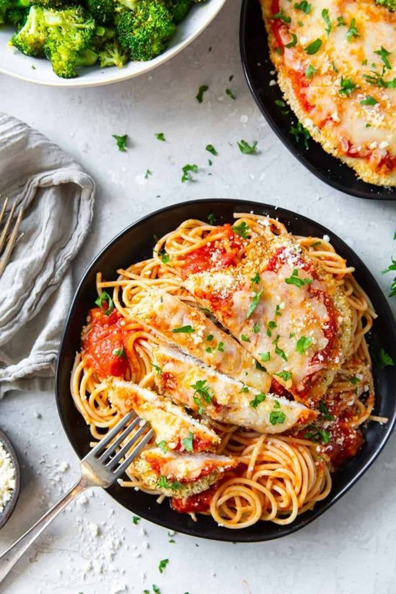 Spaghetti or Ziti with Sauce and Chicken Parmesan