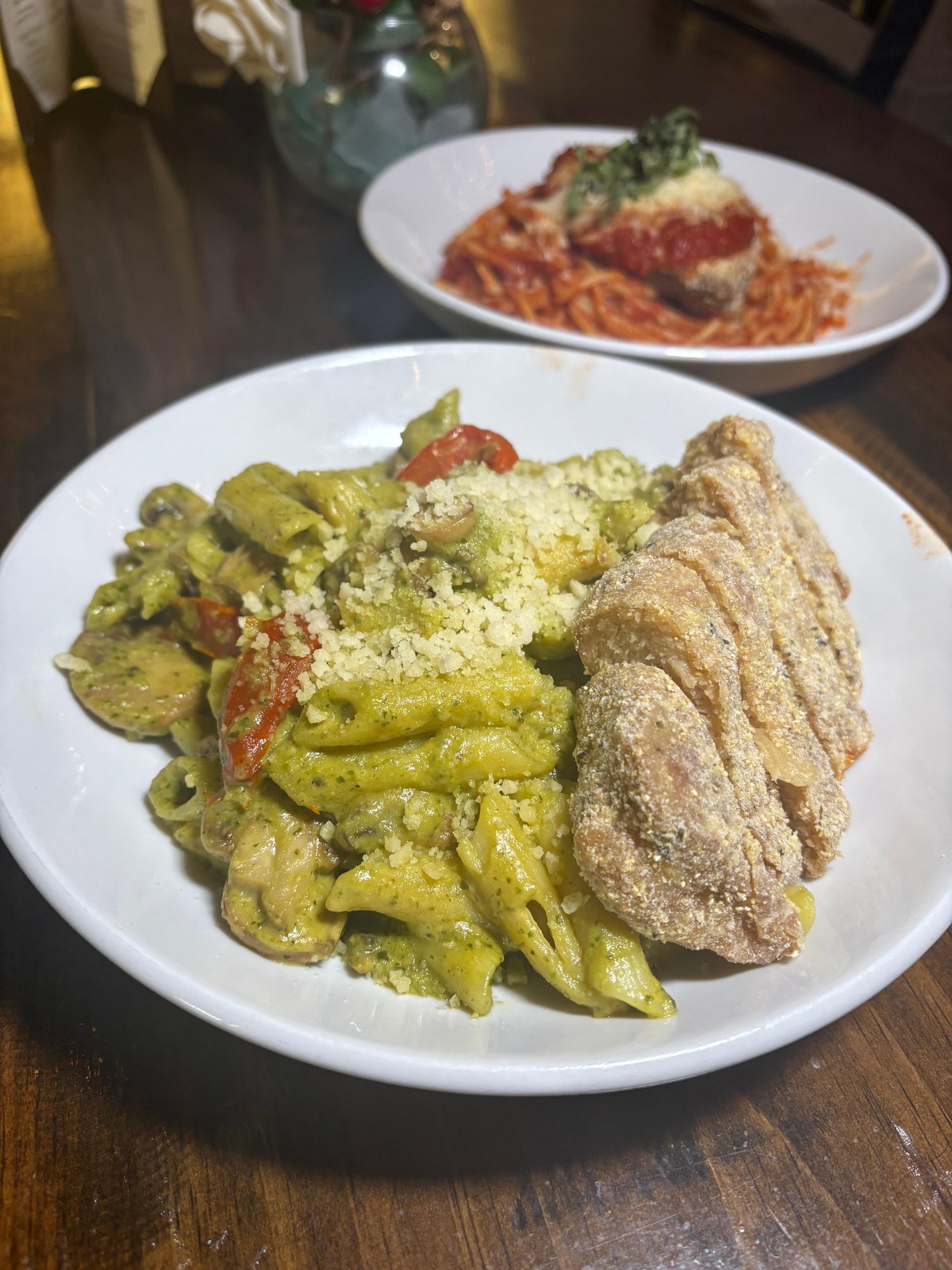 GF Gluten Free Pesto Penne with Crispy Chicken