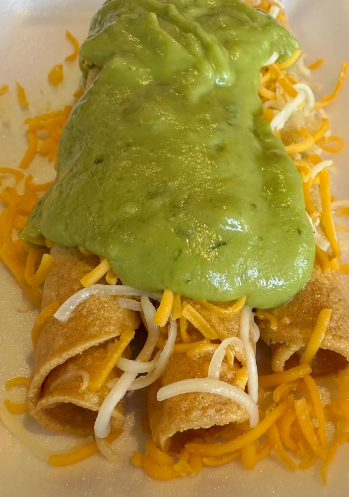 3 Rolled Tacos with Cheese and Guac