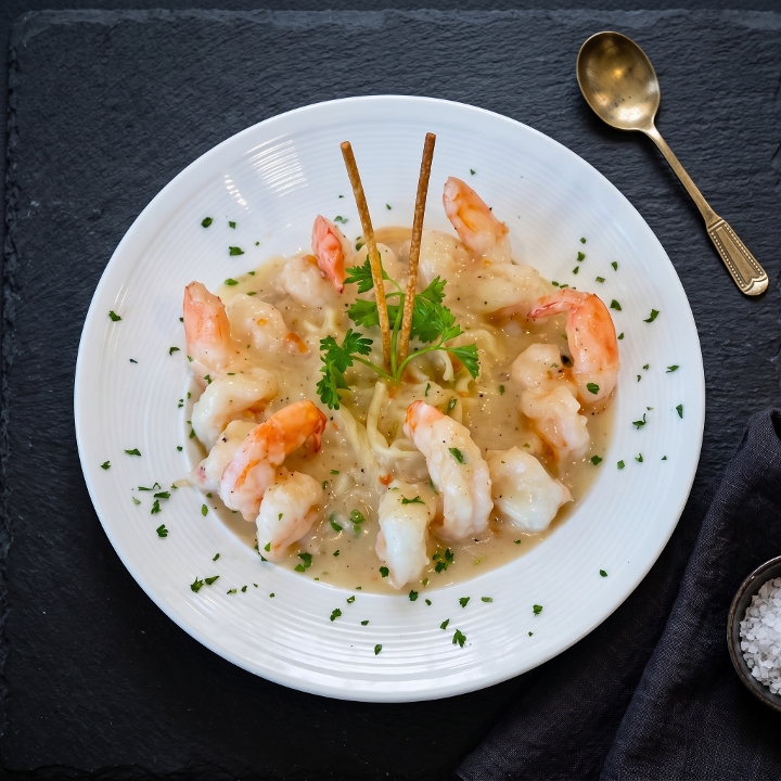 Shrimp Scampi over Angel Hair