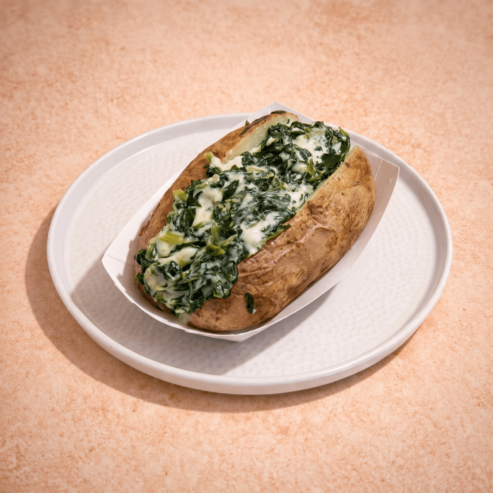 Baked Potato with Spinach Cheese