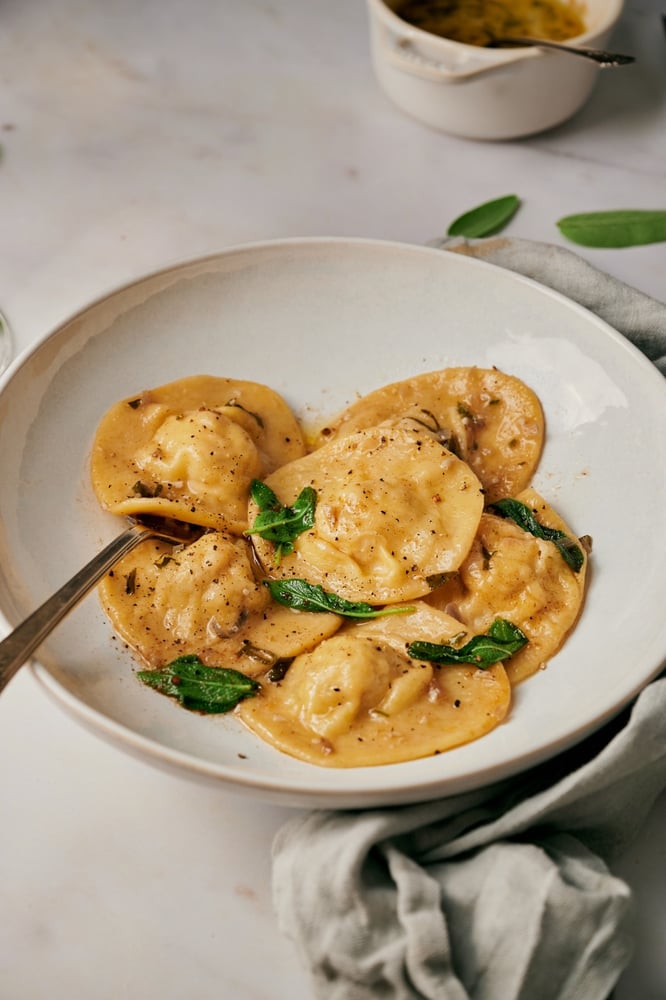 Lobster Ravioli With Ziti With Alfredo Sauce