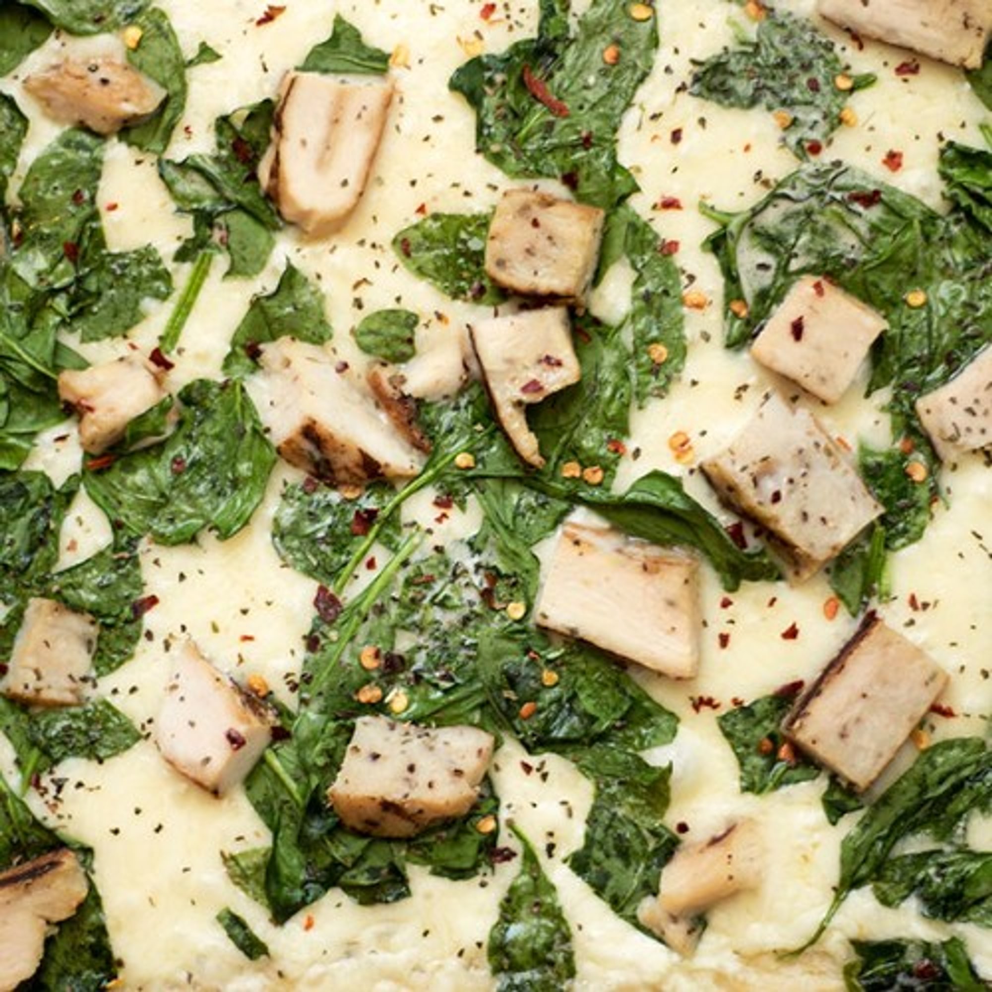Spinach Alfredo Chicken Pizza