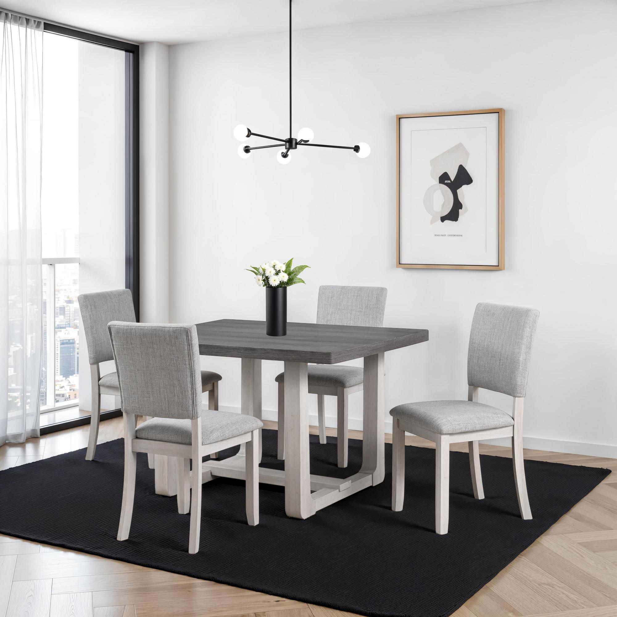 Sauro 5-Piece Dining Set w/ Table & 4 Chairs - Gray