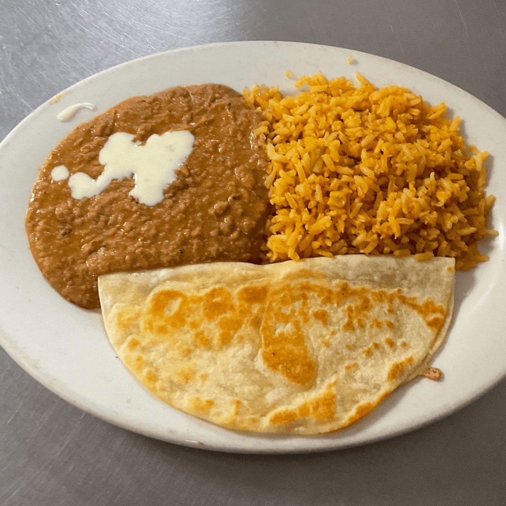 Kids Cheese Quesadilla, Rice, & Beans
