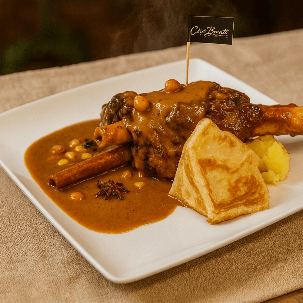 Lamb shank massaman with roti curry