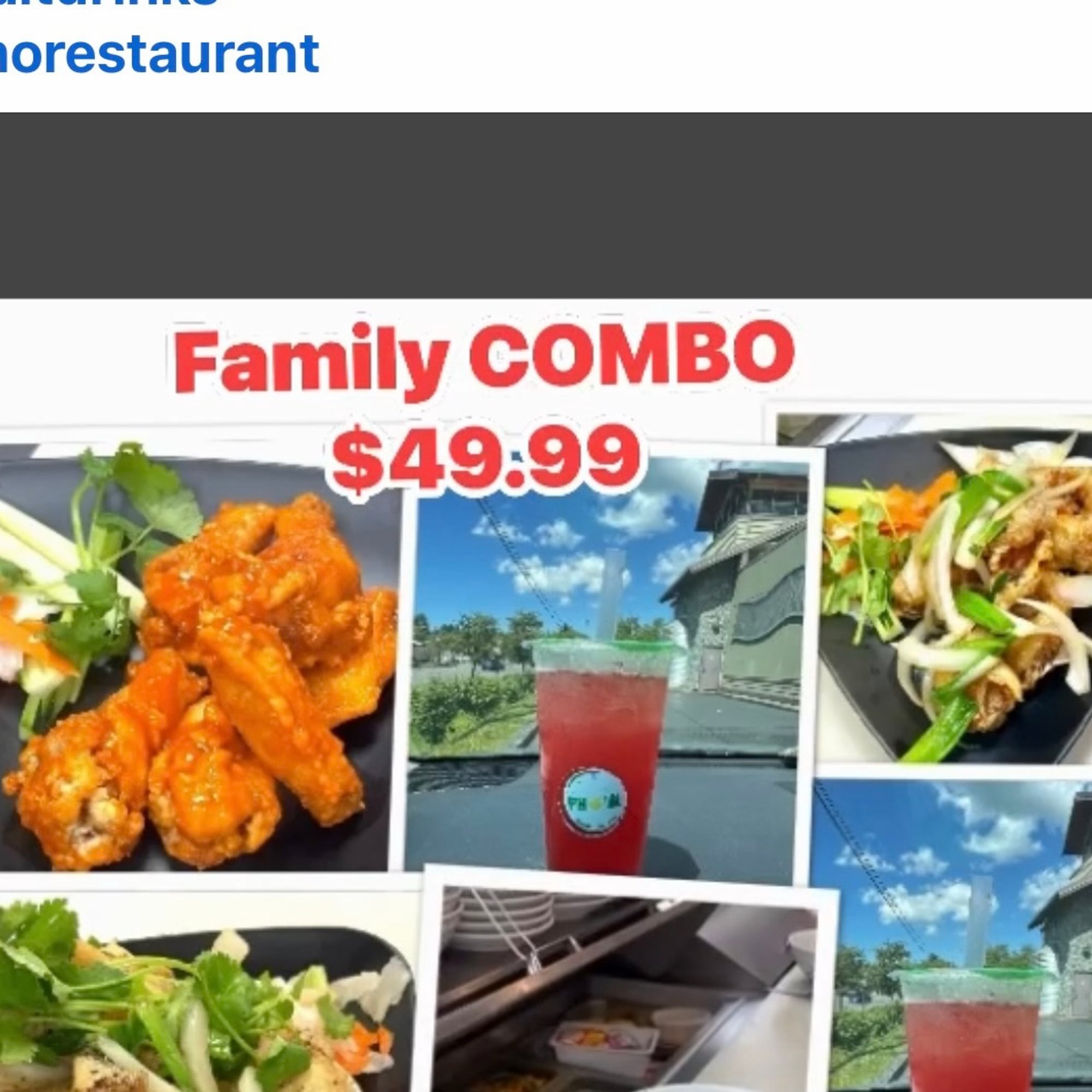 CB5. 2 PHO + 1 CK Wing + 2 Drinks Combo