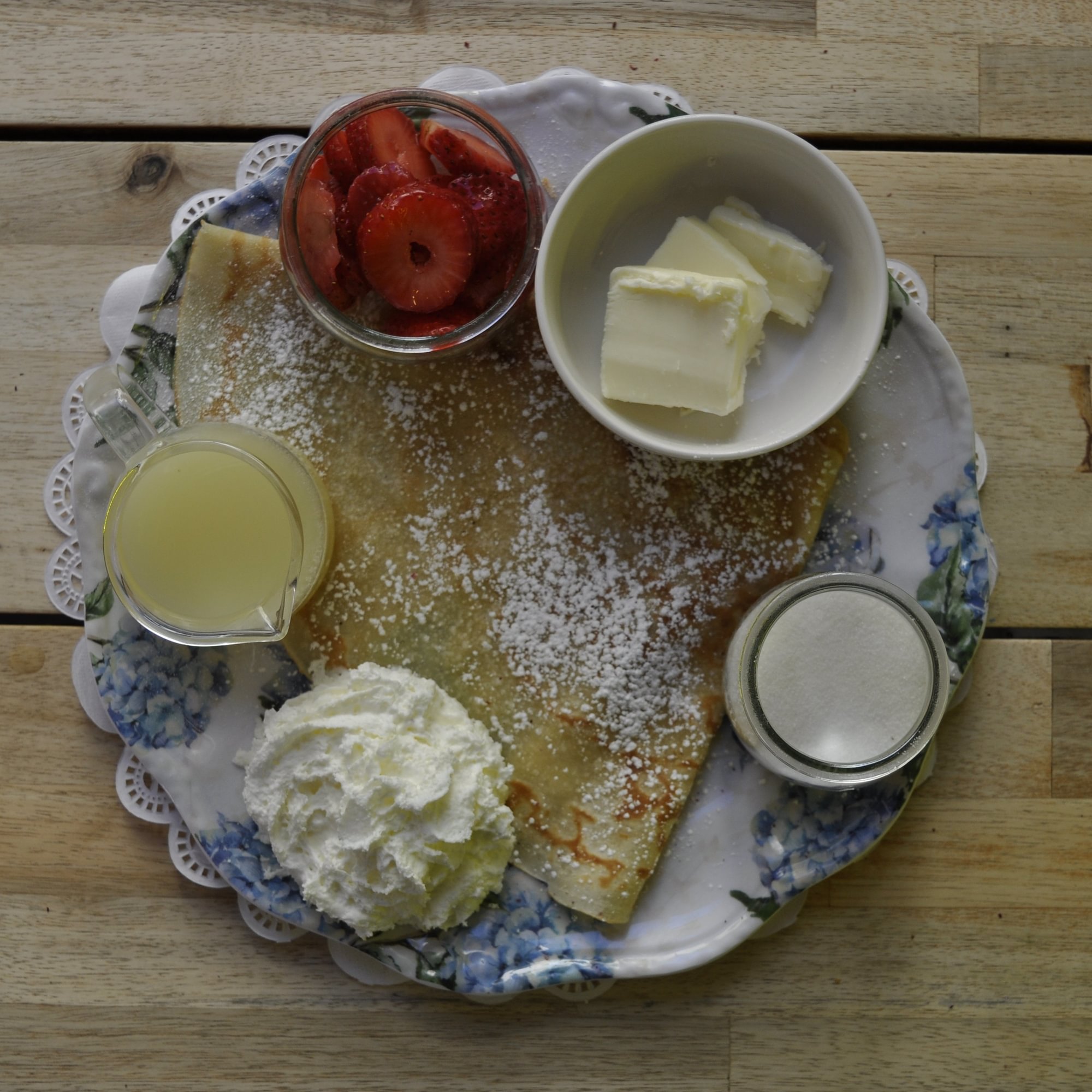 Strawberries, Lemon and Sugar Crepes