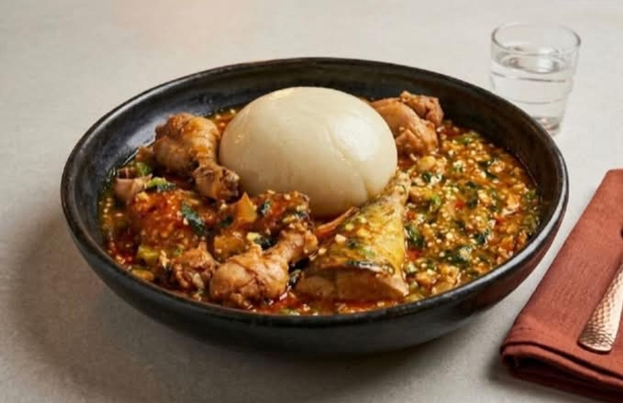 Fufu and Okra Soup w/ Chicken/ Fish