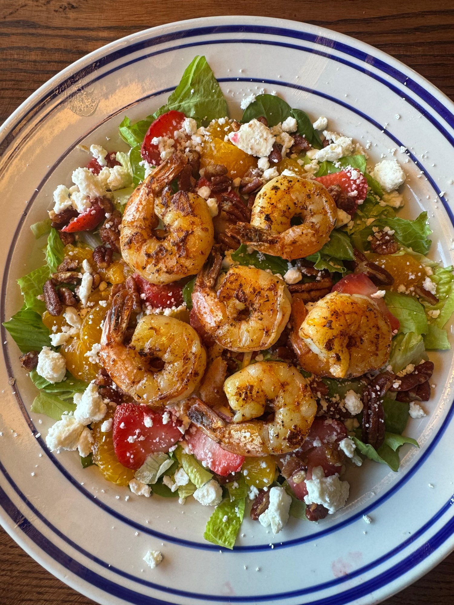 Grilled Shrimp Strawberry Pecan Salad