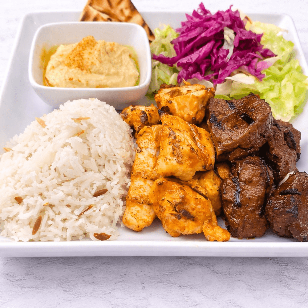 Combo Chicken and Beef Kebab Plate