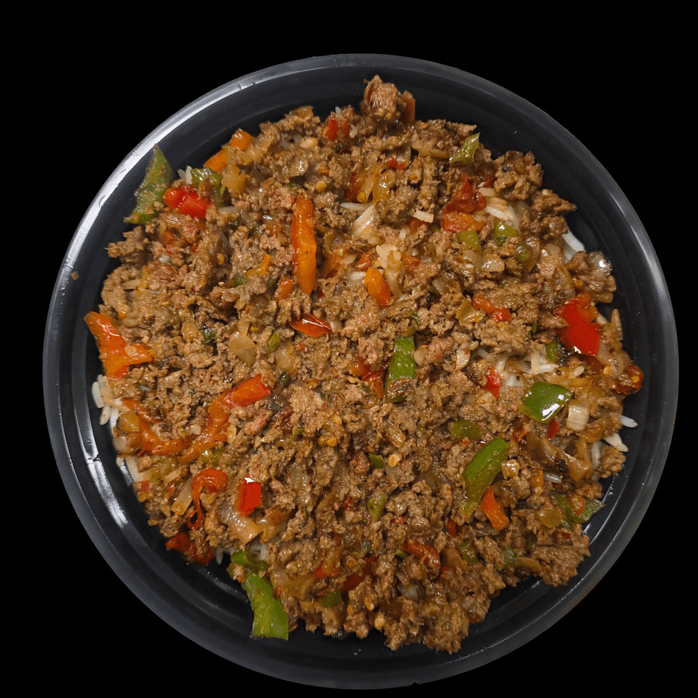 Chopped Chapli over Kabuli Rice