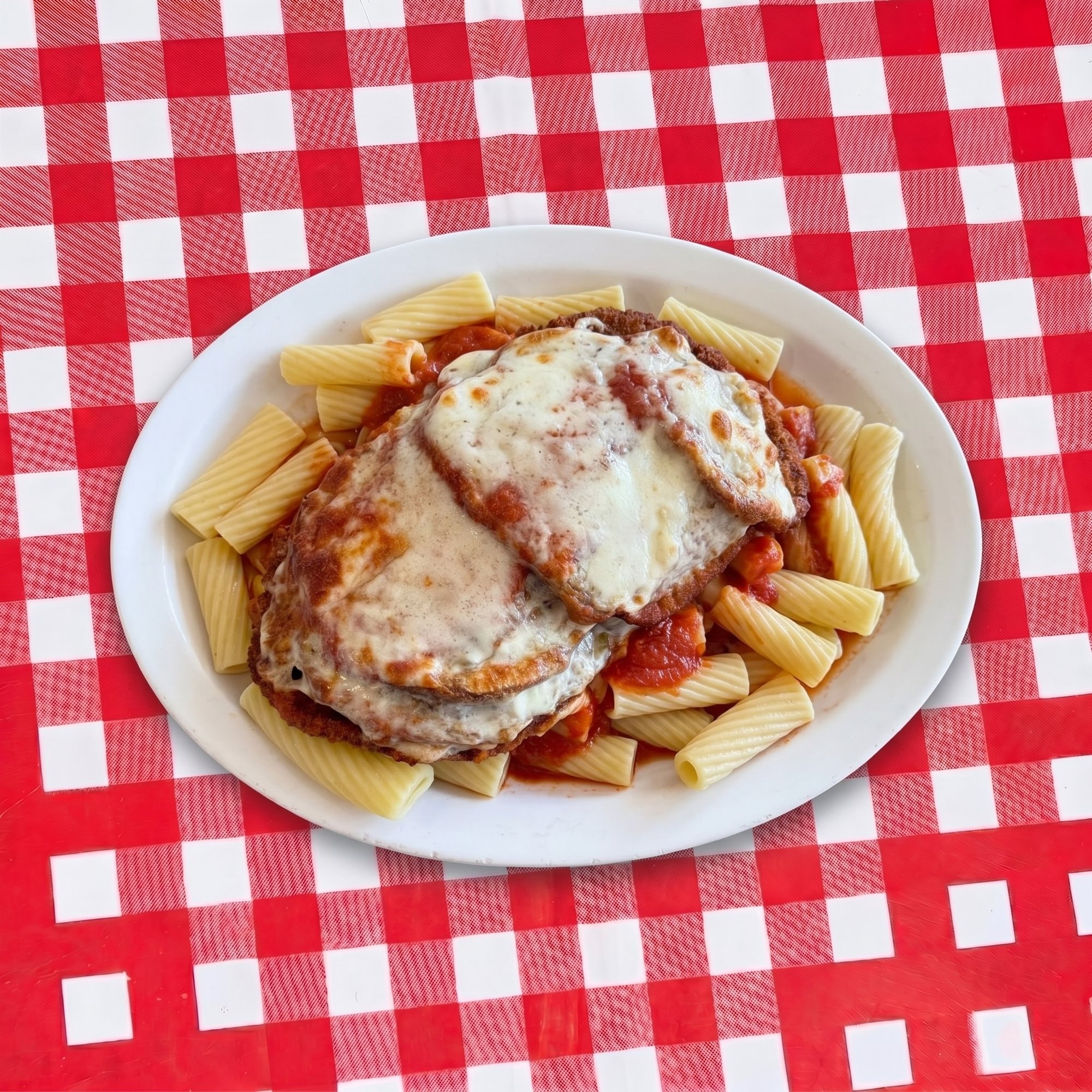 Eggplant Parmesan Dinner with Pasta