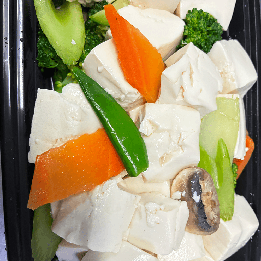 Steamed Tofu with Mixed Veggies