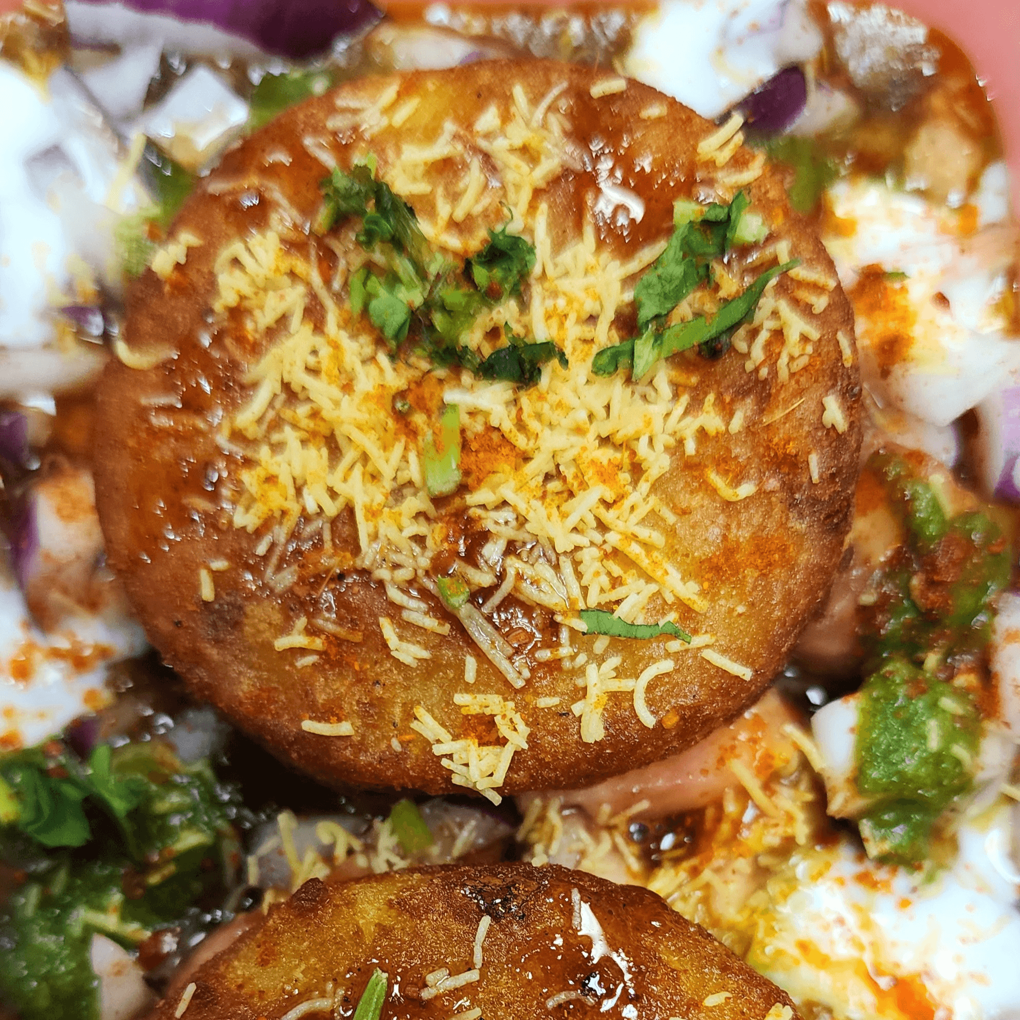 Samosa Chaat or Aloo Tikki Chaat