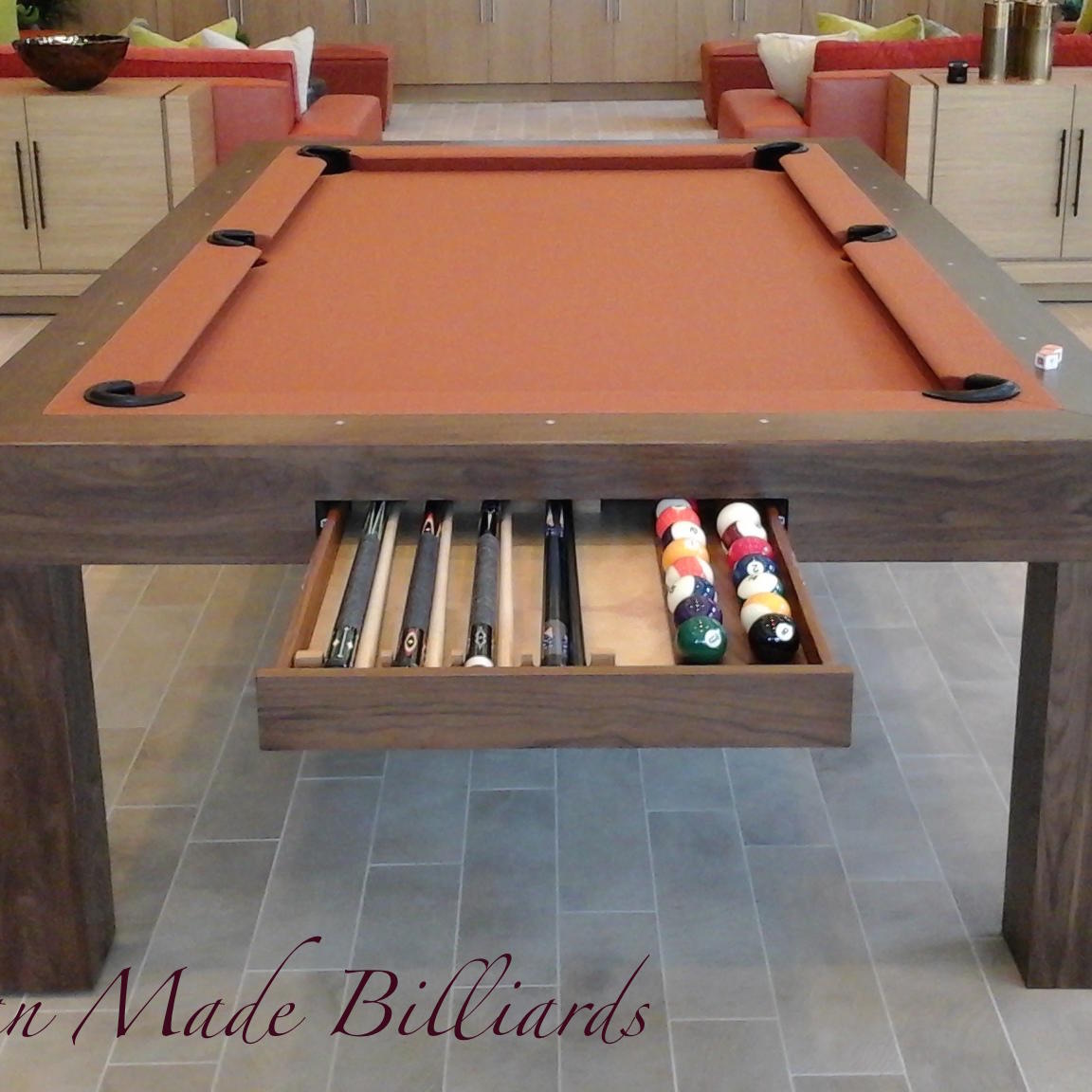 Modern Pool Tables Walnut Drawer