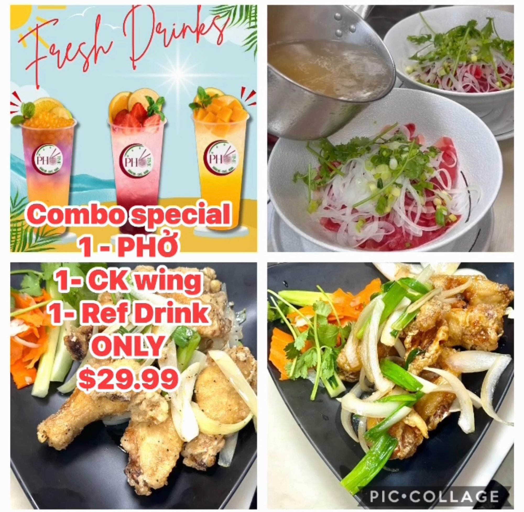 CB1. PHO - Wings - Rf- Drink Combo