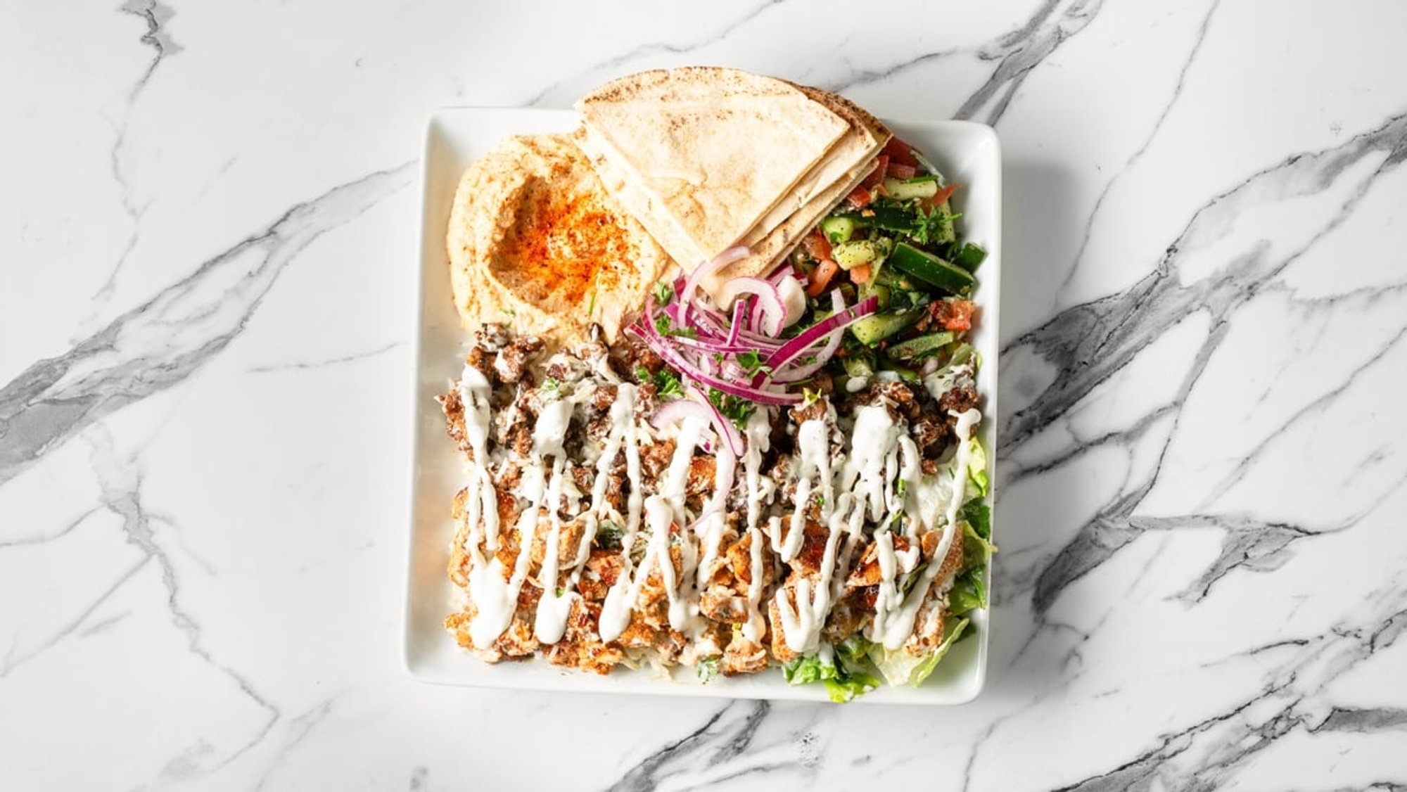 17. Chicken & Beef Shawarma Combo Plate