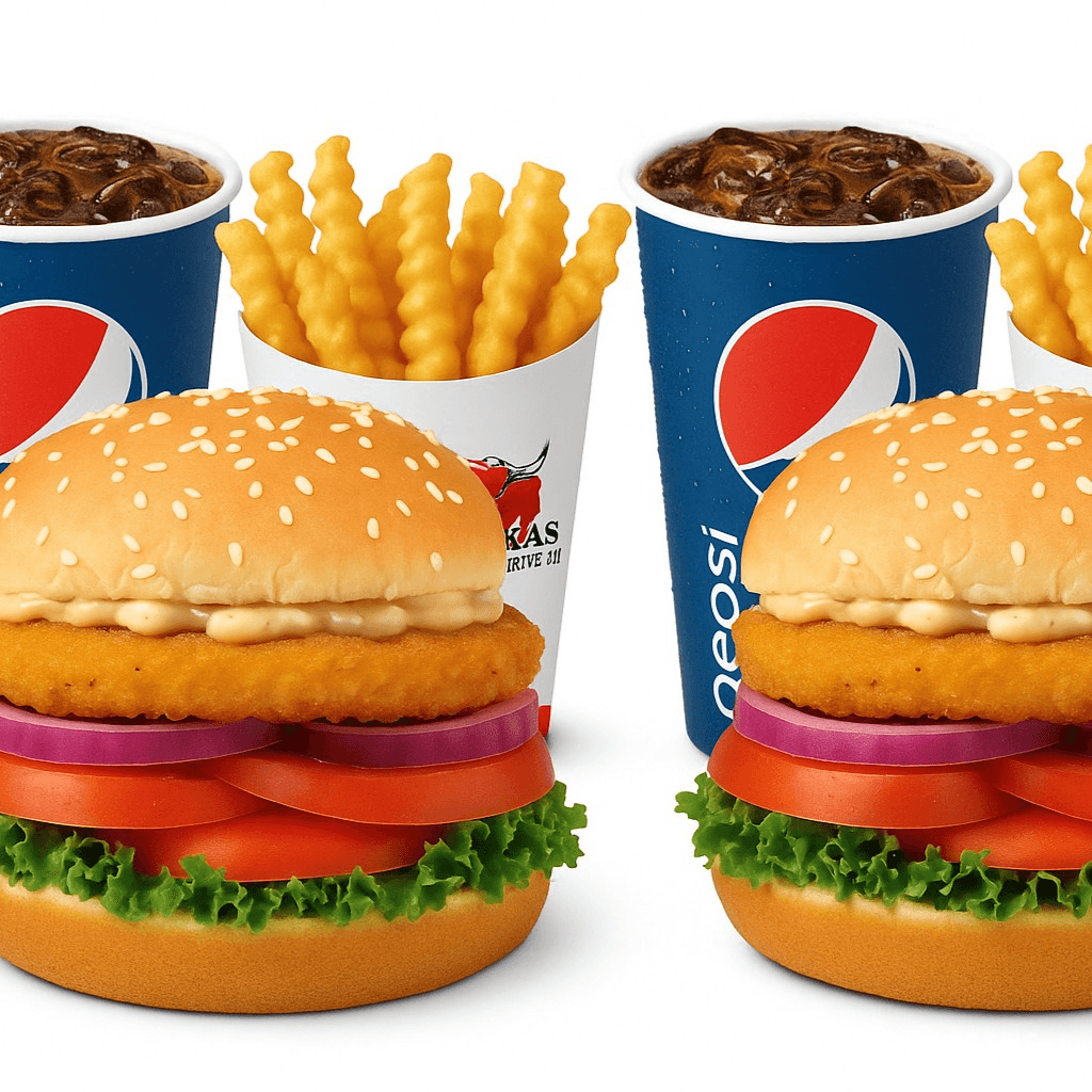 2 Chicken Sandwiches, 2 Fries & 2 Drinks