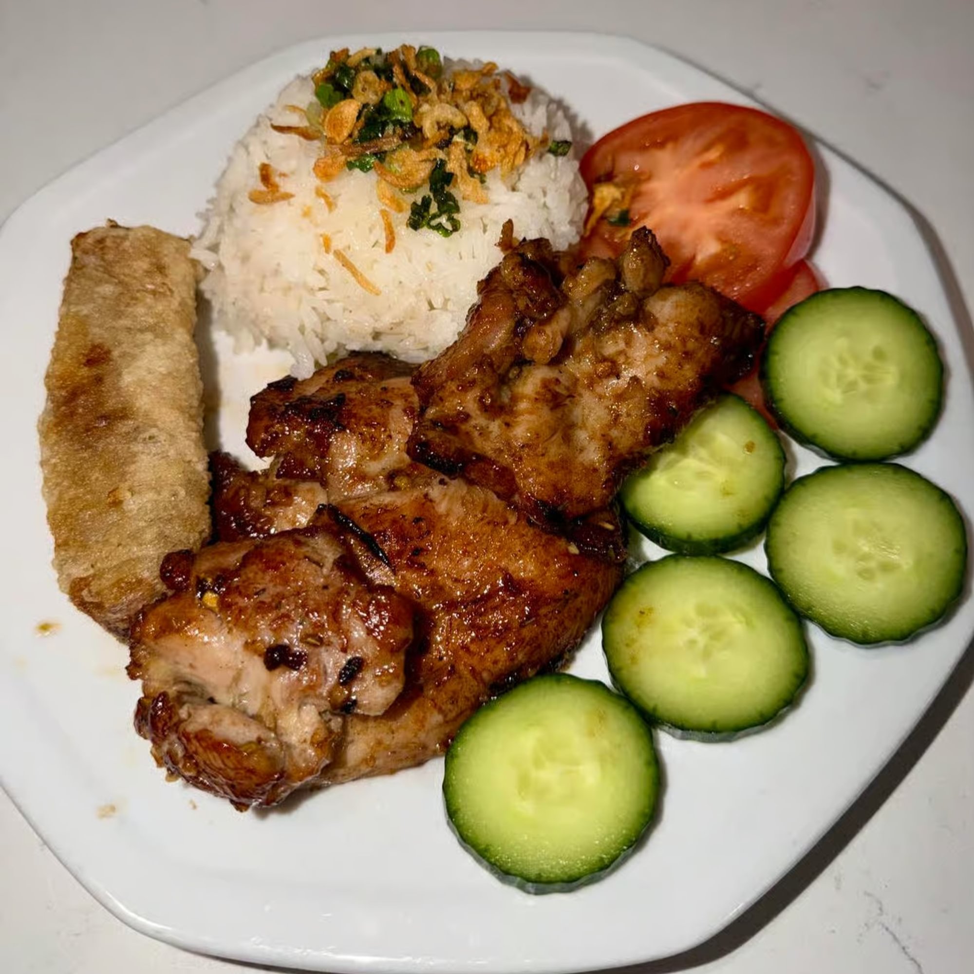 Vietnamese Style Grilled Chicken Rice Platter