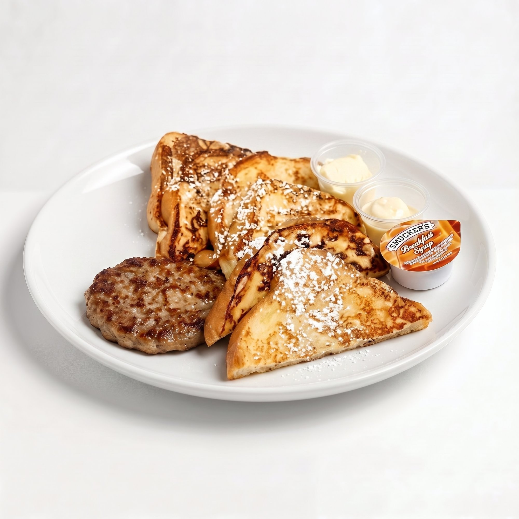 Cinnamon Sugar French Toast with Eggs and Meat