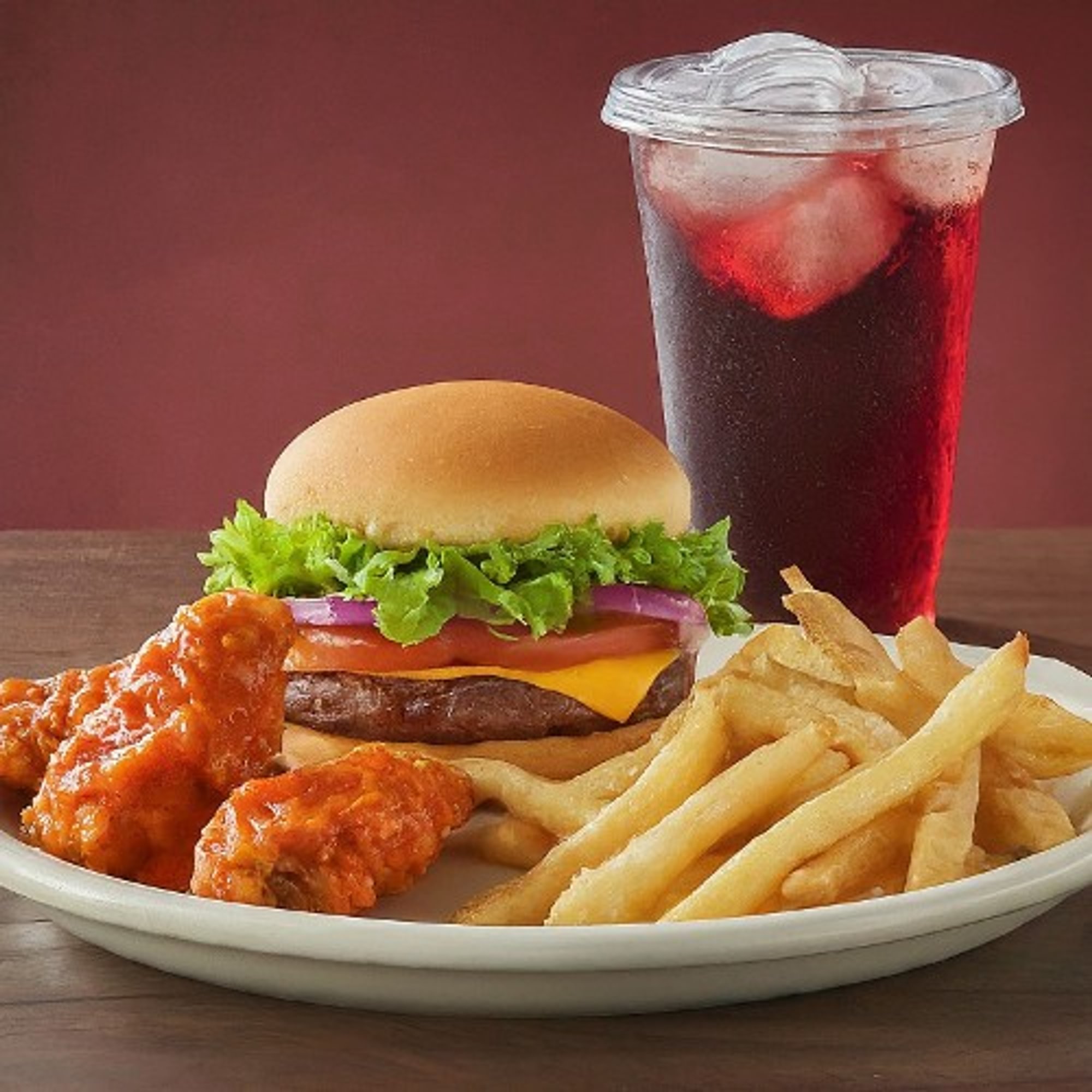 Burger and 5 Pieces Wings Combo