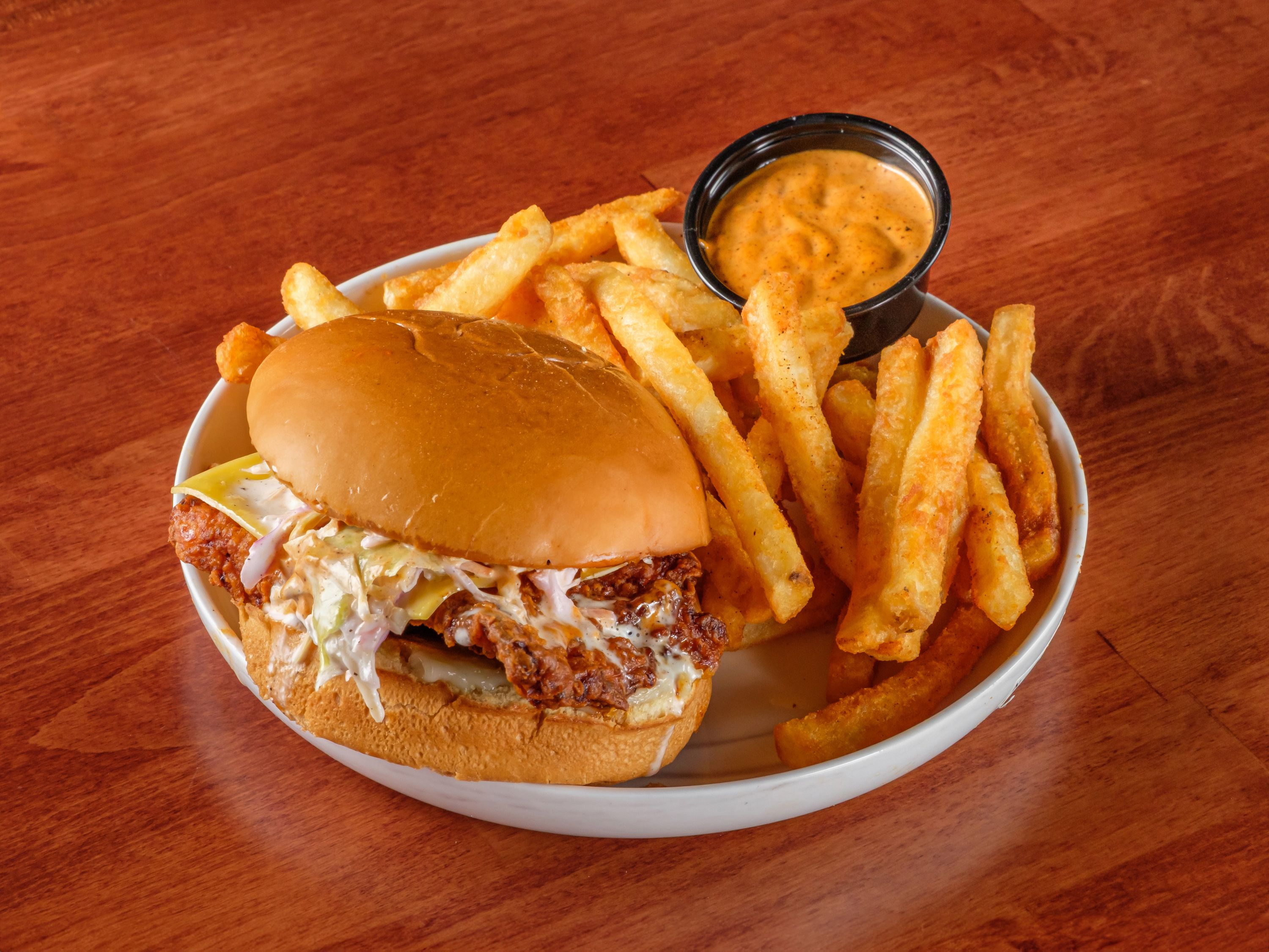 Loco’s HOT Sandwich (Single), Seasoned Fries.