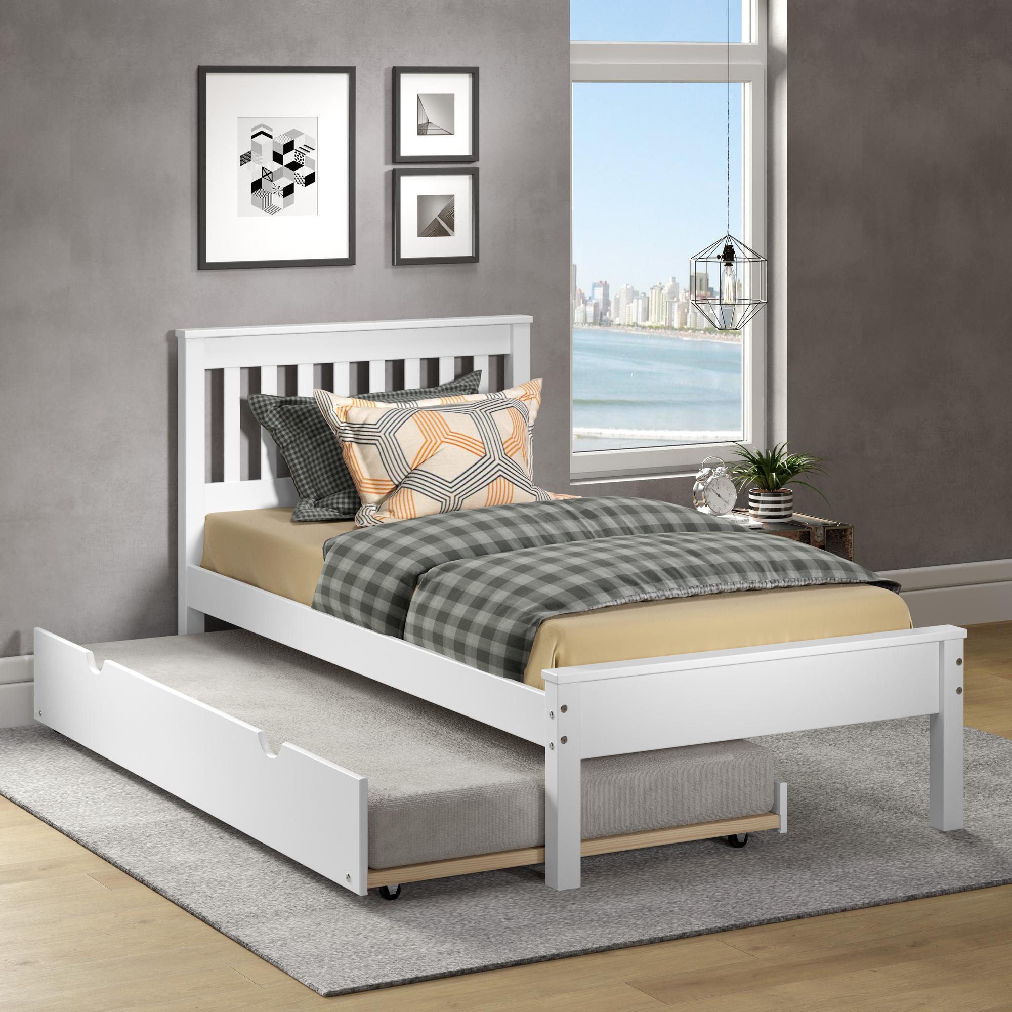 Twin Bed White with Twin Trundle
