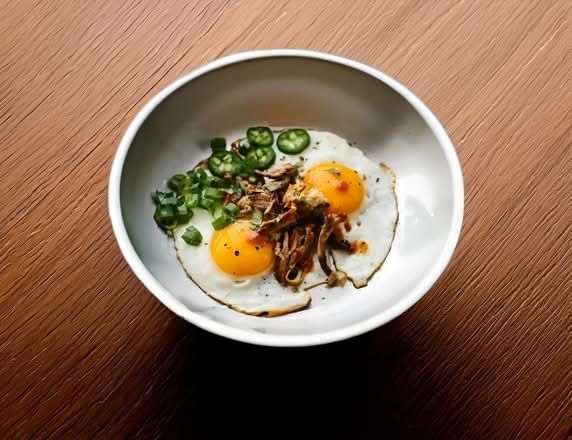 Spicy Pulled Pork Fried Eggs