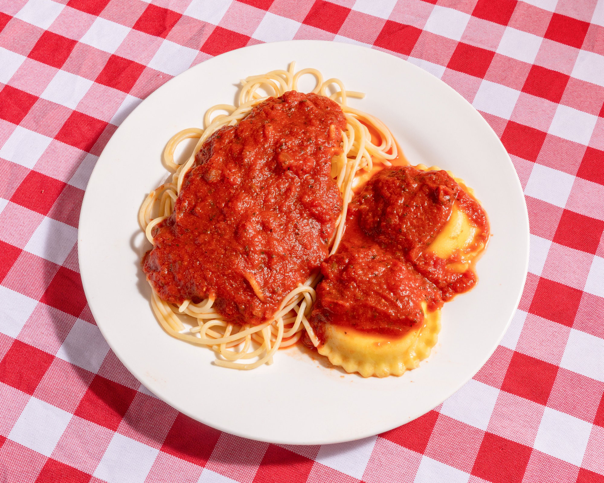 1/2 Spaghetti 1/2 Cheese Ravioli Lunch